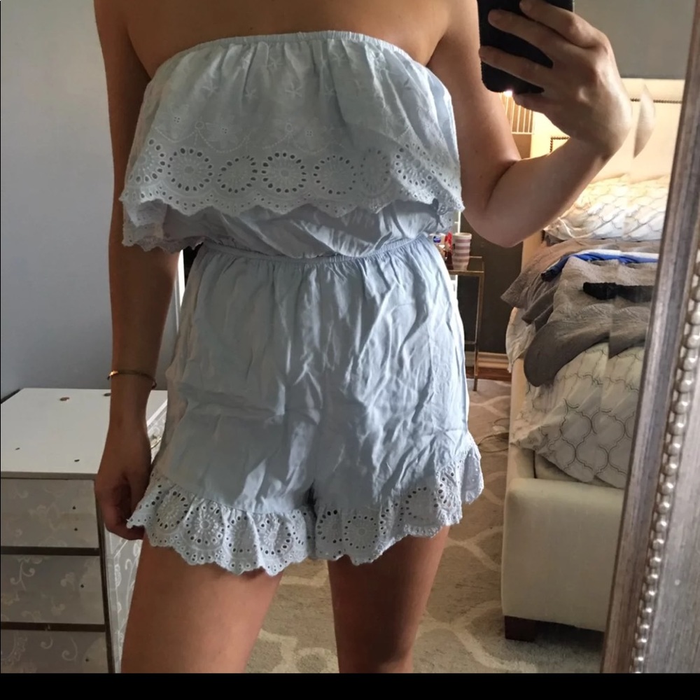 LF Baby Blue Lace romper